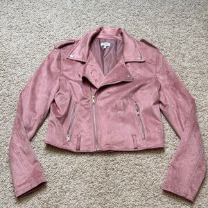 Tobi Pink Suede Moto Jacket Pink Womens Size Small